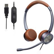 high-quality usb headset with microphone for pc - noise cancelling, mute function, perfect for call centers, home office, skype, and teams logo