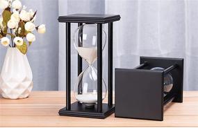 img 3 attached to ⏳ Wood Hourglass Sand Timer – 8", White Sand, Black Frame, 60±6 Minutes, 8x4x4 Inch