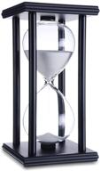 ⏳ wood hourglass sand timer – 8", white sand, black frame, 60±6 minutes, 8x4x4 inch logo