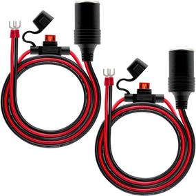 img 4 attached to 🔌 ZHSMS 2Pack Female Cigarette Lighter Power Supply Cord - Heavy Duty 16AWG Cable for Car Tire Inflator and Air Pump - 10A Fused DC Power Socket - 12V 24V Volt Outlet Ring Terminal Plug Accessory