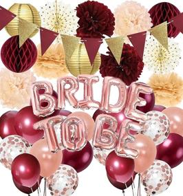 img 4 attached to 🌹 Burgundy Rose Gold Bridal Shower & Bachelorette Party Decorations for a Stunning Fall Wedding & Engagement Celebration
