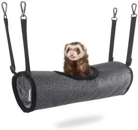 img 4 attached to 🐹 Cozy Gray Ferret Hammock & Tunnel: EONMIR Hanging Tube Toy for Small Animals & Rats