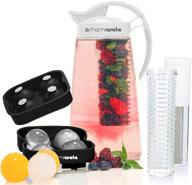 🍃 revitalizing white fruit & tea infusion water pitcher kit - enhance hydration and promote natural weight loss with free ice ball maker, infused water recipe ebook, and shatterproof jug logo