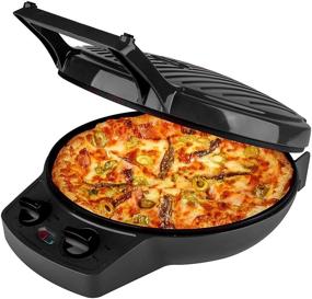 img 4 attached to 🍕 Courant 12 Inch Pizza Maker and Calzone Maker with Timer & Temperature Control - 1440 Watts Electric Pizza Oven, Converts to an Indoor Grill - Black