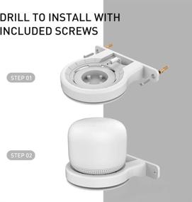 img 2 attached to 🔌 Google WiFi Wall Mount Shelf for Google Nest WiFi Router and System - ABS Bracket Holder with Built-in Cable Management (White)