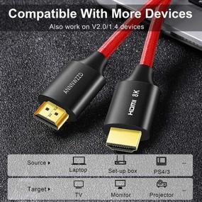img 1 attached to 🔴 ANNNWZZD 8K HDMI Cable - High Speed HDMI 2.1 Cable, 48Gbps, 8K@60Hz (7680x4320), 4:4:4 HDR, HDCP 2.2, eARC - Ideal for PS4, Xbox - 3ft Length, Vibrant RED
