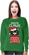 ugly christmas sweater style women's sweatshirt - santa claws cat theme logo