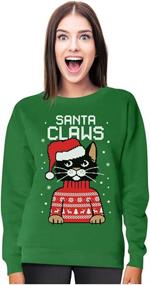 img 4 attached to Ugly Christmas Sweater Style Women's Sweatshirt - Santa Claws Cat Theme