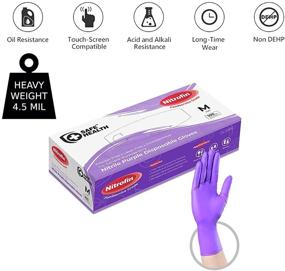 img 3 attached to 🧤 Heavy Duty 4.5 Mil Nitrofin Violet Nitrile Disposable Gloves for Daily Housework - Safe Health, Phthalate-Latex-Powder Free