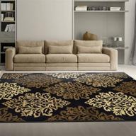 улучшите свой интерьер с изысканным ковриком для зоны superior designer 2.6' x 8' danvers collection в элегантном черном цвете. логотип