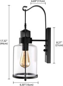 img 3 attached to BAYCHEER Industrial Country Style 18'' H Wall Sconce Lighting with Seeded Glass Shade: Antique Farmhouse Wall Lights for Barn Kitchen Bedroom Living Room in Black