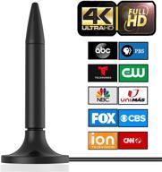 📺 2021 newest hdtv indoor digital tv antenna: 130+ mile range, amplifier signal booster, 4k hd, free local channels - support for all televisions - 10ft high performance coax cable logo