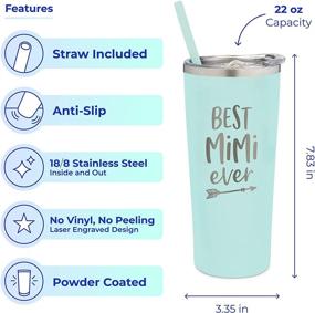 img 2 attached to 🥇 SassyCups Best Mimi Ever Tumbler: Engraved Mint Stainless Steel Insulated Tumbler for Mimi, Mimi-to-Be, and Mimi Grandma! Great Mimi Birthday Presents!