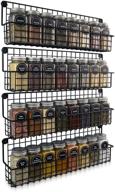 🌿 wall mounted farmhouse style hanging spice racks - set of 4 space saving racks - easy installation, ideal seasoning organizer for kitchen logo