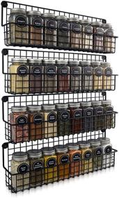 img 4 attached to 🌿 Wall Mounted Farmhouse Style Hanging Spice Racks - Set of 4 Space Saving Racks - Easy Installation, Ideal Seasoning Organizer for Kitchen