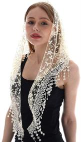 img 3 attached to 👰 Lace Mantilla Veil Church Scarf for Mass Weddings and Bridesmaids