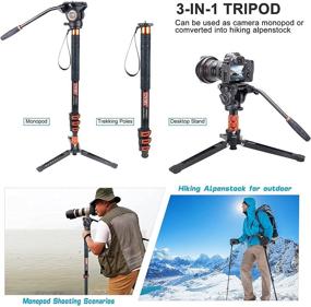 img 2 attached to Cayer FP34 Camera Monopod - 71 inch Lightweight Aluminum Telescopic Monopod with Pan Tilt Fluid Head and Tripod Base for DSLR Cameras