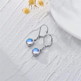 img 1 attached to Sterling Moonstone Earrings Minimalist Leverback