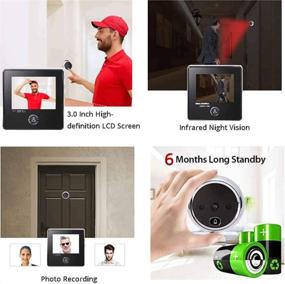 img 2 attached to 🚪 digitsea Video Door Viewer 1200mAh Lithium Battery Peephole Viewer with Built-in Cyclic Storage, Outdoor Security Cam Door with 3" LCD Screen and 1MP Camera