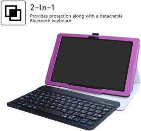 img 3 attached to 💜 LiuShan Detachable Wireless Keyboard Case for AT&T Primetime Tablet – Purple