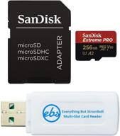 📸 sandisk 256gb extreme pro class 10 micro sd card for samsung galaxy note 20 ultra 5g, note 20 ultra, note 10+, note 10 plus 5g bundled with 1 everything but stromboli memory card reader logo