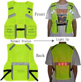 img 1 attached to 🏃 Enhanced Visibility LED Reflective Running Vest with USB Rechargeable Lights, Phone Storage Pouch, and Adjustable Waist for Men, Women, and Kids - Ideal for Walking, Jogging, Cycling, and Motorcycling