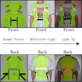 img 3 attached to 🏃 Enhanced Visibility LED Reflective Running Vest with USB Rechargeable Lights, Phone Storage Pouch, and Adjustable Waist for Men, Women, and Kids - Ideal for Walking, Jogging, Cycling, and Motorcycling