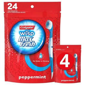 img 4 attached to 24 Pack of 4 Colgate Max Fresh Wisp Mini Travel Toothbrushes, Peppermint Flavored