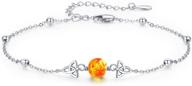 sterling silver celtic bracelet with amber knot: adjustable irish jewelry gift for women, girls - perfect for christmas, birthdays! logo