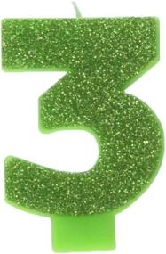 img 2 attached to 🥝 Sparkling Kiwi Green Glitter Birthday Candle: Perfect Party Supply!