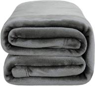 🛏️ bedsure queen size fleece blanket 350gsm - all season soft bed blankets, 90x90 inches, grey logo