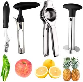 img 4 attached to 🍋 Yamesu 4-Piece Kitchen Gadget Bundle: Pineapple Corer Peeler Slicer, Lemon Press Squeezer, Apple Corer Remover, Jalapeno Pepper Corer - Essential Tools for Efficient Food Prep