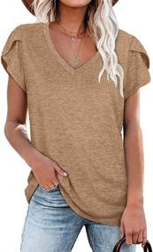 img 4 attached to 🌸 WIHOLL Women's V-Neck Summer Petal Sleeve Casual T-Shirts