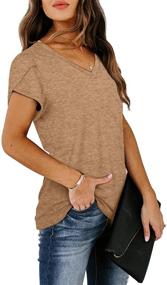 img 2 attached to 🌸 WIHOLL Women's V-Neck Summer Petal Sleeve Casual T-Shirts