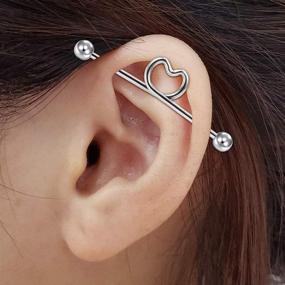 img 2 attached to 🔧 Anicina Industrial Barbell Earring Set: Stylish 14G Industrial Bars for Women and Teens - Explore Various Types for Helix and Cartilage Piercings!