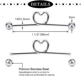 img 3 attached to 🔧 Anicina Industrial Barbell Earring Set: Stylish 14G Industrial Bars for Women and Teens - Explore Various Types for Helix and Cartilage Piercings!