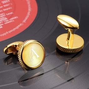 img 2 attached to Timeless Elegance: Cat Eye Jewels Alphabet Cufflinks - Elevate Your Style with Class