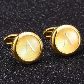 img 3 attached to Timeless Elegance: Cat Eye Jewels Alphabet Cufflinks - Elevate Your Style with Class