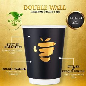 img 3 attached to Disposalux Luxury Paper Cups 12 oz, Black or Gold, 80 Count - Double Insulated Party Cups for Hot/Cold Drinks, Ideal for Drinks Machines - Biodegradable & Stylish