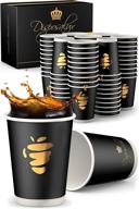 disposalux luxury paper cups 12 oz, black or gold, 80 count - double insulated party cups for hot/cold drinks, ideal for drinks machines - biodegradable & stylish logo