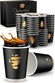 img 4 attached to Disposalux Luxury Paper Cups 12 oz, Black or Gold, 80 Count - Double Insulated Party Cups for Hot/Cold Drinks, Ideal for Drinks Machines - Biodegradable & Stylish