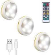 💡 leastyle rechargeable under cabinet light: kitchen led lighting for counters & shelves with remote control - pack of 3 puck lights for display cases логотип