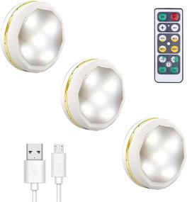 img 4 attached to 💡 LEASTYLE Rechargeable Under Cabinet Light: Kitchen LED Lighting for Counters & Shelves with Remote Control - Pack of 3 Puck Lights for Display Cases