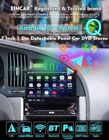 img 3 attached to 🚗 Автомагнитола EinCar Android 10.0 с одиночным DIN слотом, плеер DVD с Bluetooth GPS-навигацией, четырехядерным процессором, 1 ГБ ОЗУ и 32 ГБ ПЗУ, автомобильное аудио-радио AM/FM с 7-дюймовым сенсорным экраном емкостного типа, поддержкой 1080P WiFi Mirror Link.