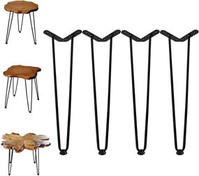 img 4 attached to Welland 19» Satin Black Hairpin Metal Legs: Set of 4 for DIY Furniture Projects – Includes Free Screws