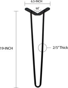 img 1 attached to Welland 19» Satin Black Hairpin Metal Legs: Set of 4 for DIY Furniture Projects – Includes Free Screws