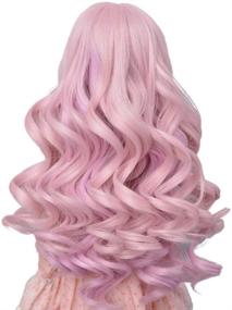 img 2 attached to 🎀 MuziWig 1/3 BJD SD Doll Hair Wig: Long Wave Curly Pink Color, Heat Resistant Fiber for BJD Dolls