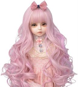 img 1 attached to 🎀 MuziWig 1/3 BJD SD Doll Hair Wig: Long Wave Curly Pink Color, Heat Resistant Fiber for BJD Dolls