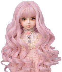 img 4 attached to 🎀 MuziWig 1/3 BJD SD Doll Hair Wig: Long Wave Curly Pink Color, Heat Resistant Fiber for BJD Dolls