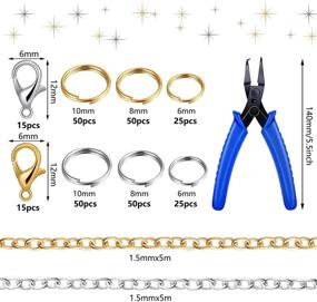 img 3 attached to 📿 Complete 283-Piece Jewelry Making Kit: Stainless Steel Chain, Split Jump Rings, Lobster Clasps, Pliers for DIY Earrings, Bracelets, Necklaces, Anklets